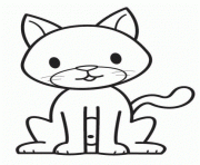 chaton assis simple dessin à colorier