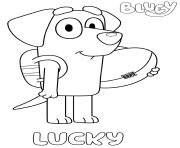 Coloriage Bluey fait la fete avec les amis et familles dessin