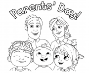 Jour des parents CoComelon Famille dessin à colorier