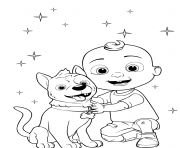 baby jay jj cocomelon et son chien bingo dessin à colorier