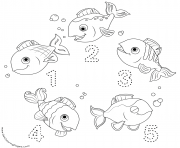 CoComelon chiffres poissons 12345 dessin à colorier