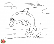 animaux marin dauphin cocomelon dessin à colorier