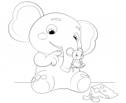 Ello and Mimi Elephant and Mouse dessin à colorier