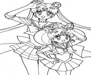 Coloriage Sailor Moon and cats dessin