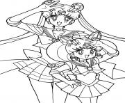 Coloriage Sailor Moon and her baby princess dessin