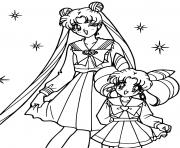 Coloriage Sailor Moon and her baby princess dessin