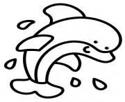 dauphin animal marin facile maternelle 2 ans dessin à colorier