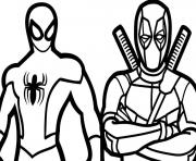 Coloriage spiderman et deadpool dessin