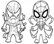 Coloriage venom contre spiderman dessin