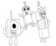 Coloriage numberblocks 1 3 4 one two four dessin