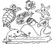 animaux de la mer dessin à colorier