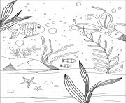 fond marin algues et poissons de mer dessin à colorier