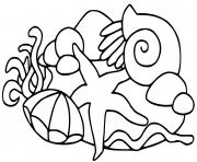 Coloriage fond marin algues et poissons de mer dessin