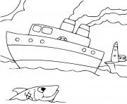 Coloriage monde de la mer bateau marin dessin