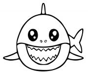 baby shark kawaii dessin à colorier