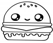 cute hamburger food kawaii dessin à colorier