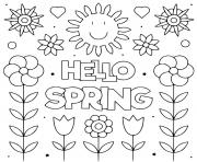 hello spring bonjour printemps dessin à colorier