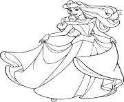 Coloriage princesse aurore disney avec une rose dessin