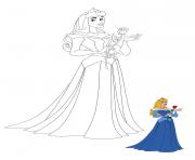 Coloriage princesse aurore et son prince charmant dessin