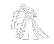 Coloriage princesse aurore et son prince charmant dessin