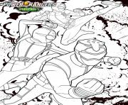 Coloriage power rangers dino charge fight dessin