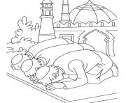 Coloriage mosquee musulman ramadan pour les enfants dessin