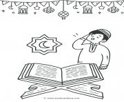 Coloriage un enfant fait la priere ramadan dessin