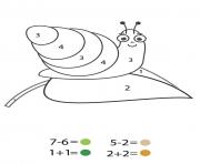 Coloriage magique maternelle un escargot sur une feuille dessin