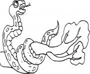 serpent enroulant une branche dessin à colorier