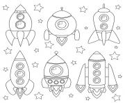 Coloriage fusee astronaute dans lespace dessin