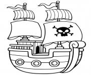 bateau pirate simple maternelle dessin à colorier