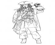 pirate des caraibes capitaine Jack Sparrow dessin à colorier