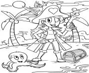 Coloriage carte tresor de pirate dessin