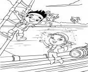 pirate garcon fille princesse pirate sur un bateau dessin à colorier