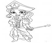 pirate fille avec un epee dessin à colorier