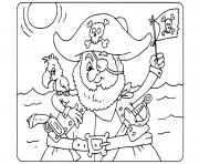 Coloriage pirate garcon fille princesse pirate sur un bateau dessin