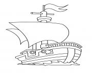 Coloriage bateau de pirates facile maternelle dessin
