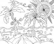 plage paysage exotique mandala adulte dessin à colorier