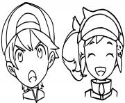 heros garcon et fille pokemon snap dessin à colorier