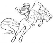 chloe 12 ans monte sur son cheval chili horseland dessin à colorier