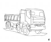 Coloriage camion de construction chantier dessin