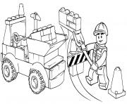 Coloriage tracteur pelle chantier de construction dessin
