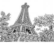 Coloriage mandala tour eiffel paris dessin