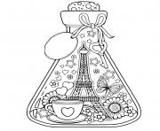 Coloriage ville de paris monuments Tour Eiffel Arc de triomphe Cathedrale Notre Dame de Paris dessin