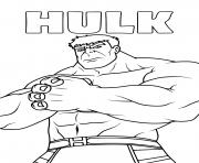 Coloriage avengers marvel hulk en action dessin