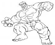 Coloriage Hulk combat un mechant dessin
