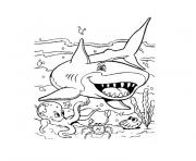 Coloriage un requin veut manger le poisson rouge dessin