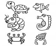 animaux de la mer et marin maternelle dessin à colorier
