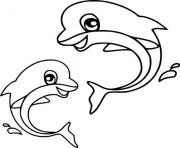 deux dauphins bebe dessin à colorier