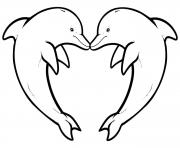 dauphin coeur dessin à colorier
